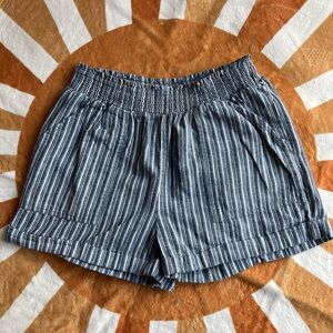 AEROPOSTALE- Striped Blue Women's High Waist Shorts//Cotton & LINEN